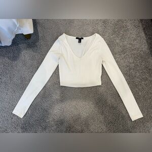 Forever 21 Cream Long Sleeve Top